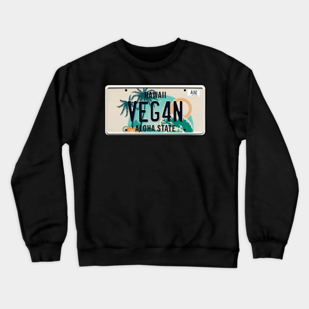 Vegan word on license plate Crewneck Sweatshirt by SerenityByAlex